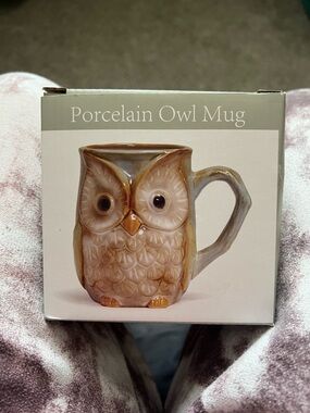 Burton Ceramic Owl Mug - Brown and Cream
